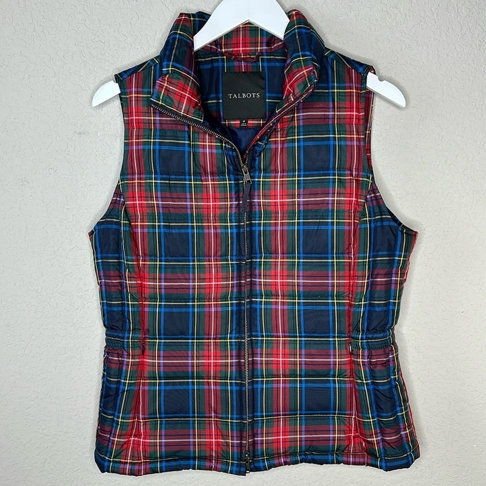 Talbots Plaid Down‎ Filled Puffer Vest Size Medium